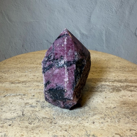 Crystal-Rhodonite Rough Polished Point - Picture 16 of 16